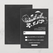 黒板熱帯ビーチ結婚式RSVP 出欠カード (正面/裏面)