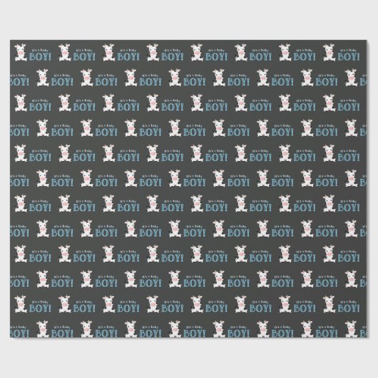 黒板牛の男の子の赤ちゃんシャワー ラッピングペーパー (フラット)