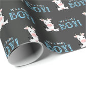 黒板牛の男の子の赤ちゃんシャワー ラッピングペーパー (ロールコーナー)