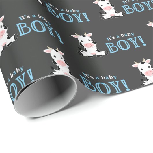 黒板牛の男の子の赤ちゃんシャワー ラッピングペーパー (ロールコーナー)