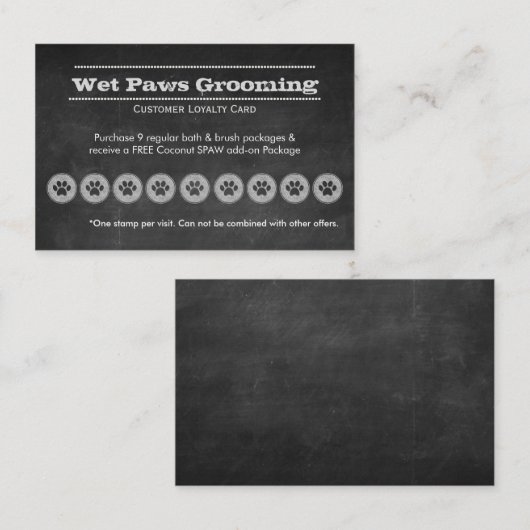 黒板犬またはペットグルーミング ロイヤリティカード (正面/裏面)