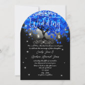 黒板王室のブルーハートリーフツリー 招待状 (正面)