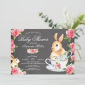 黒板甘いバニーベビーシャワーティーパーティー 招待状 (スタンド正面)