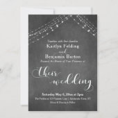 黒板白糸書道結婚の 招待状 (正面)