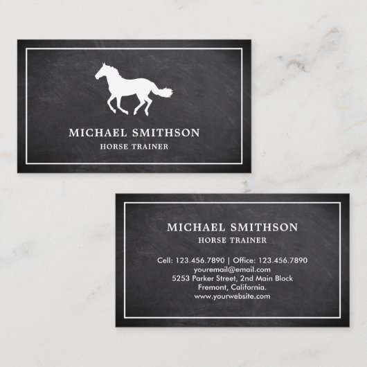 黒板白馬乗りインストラクター 名刺 (正面/裏面)