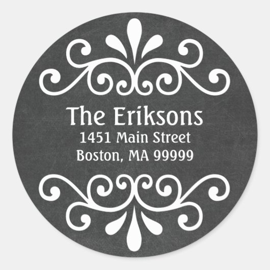 黒板白黒パーソナライズされた住所 シール (正面)