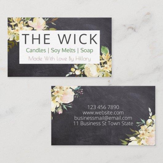 黒板石けん蝋燭大豆ろう液及びDIY船 名刺 (正面/裏面)