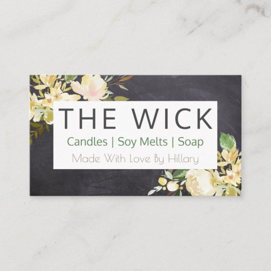 黒板石けん蝋燭大豆ろう液及びDIY船 名刺 (正面)