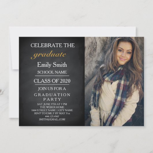 黒板祝卒業パーティー 招待状 (正面)