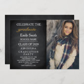 黒板祝卒業パーティー 招待状 (正面/裏面)