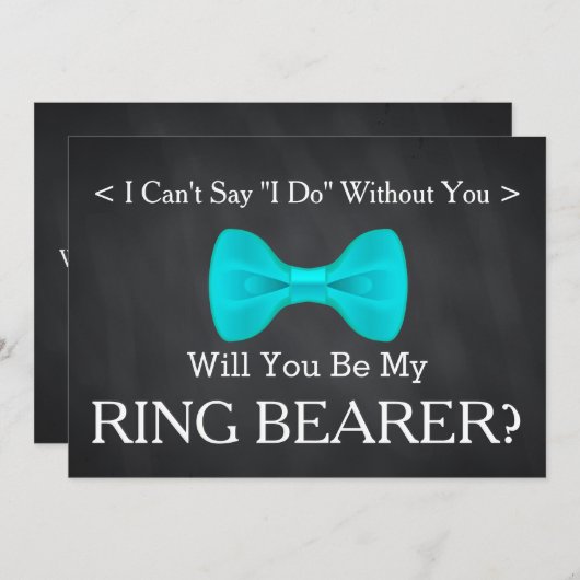 黒板私の結婚式で指輪を運んで来る人です 招待状 (正面/裏面)