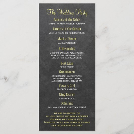 黒板素朴ひまわり式ウェディングプログラム プログラム (裏面)