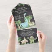 黒板素朴ジャングルかわいい恐竜の赤ちゃんシャワー オールインワン招待状 (貼ってはがせる)