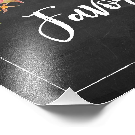 黒板素朴フローラの結婚徴候を好む フォトプリント (角)