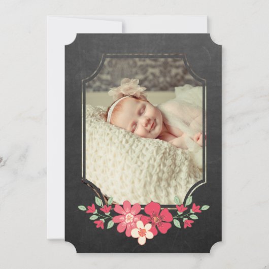 黒板素朴フローラタイポグラフィSip N 招待状 (正面)