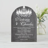 黒板素朴ヴィンテージタイポグラフィシャンデリア 招待状 (スタンド正面)