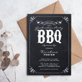 黒板素朴ヴィンテージ卒業パーティーBBQ 招待状