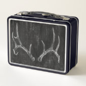 黒板素朴上の鹿の獣頭 メタルランチボックス (裏面)