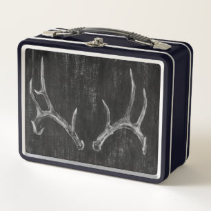 黒板素朴上の鹿の獣頭 メタルランチボックス