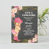 黒板素朴女性のカーボーイベビーシャワーカード 招待状 (スタンド正面)