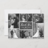 黒板素朴白黒コラ結婚ージ サンキューカード (正面)