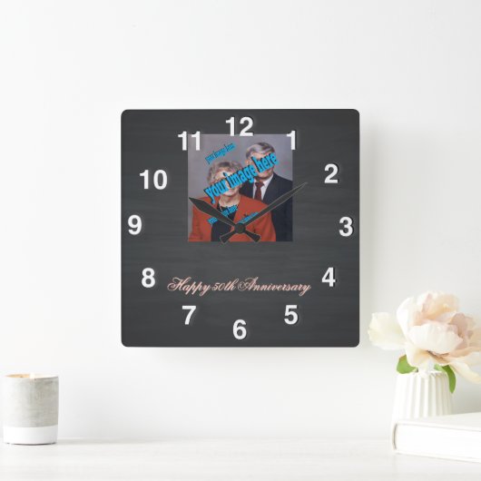 黒板素朴記念日 スクエア壁時計 (ホーム)