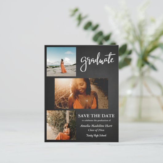 黒板素朴 |卒業パーティーの保存 案内ポストカード (スタンド正面)