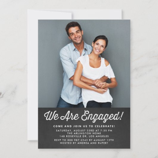 黒板素朴 |婚約パーティ招待状 招待状 (正面)