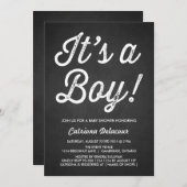 黒板素朴 |男の子の赤ちゃんシャワー招待状 招待状 (正面/裏面)