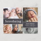 黒板紹介生まれたばかりのベビー写真コラージュ 案内ポストカード (正面)