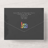 黒板結婚のドードルハートMr. オールインワン招待状 (裏面)