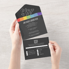 黒板結婚のドードルハートMr. オールインワン招待状