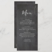 黒板結婚のメニュー。グレーモダンディナー メニュー (正面/裏面)