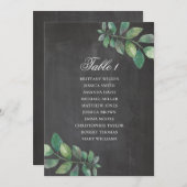 黒板結婚の座席表。緑葉 招待状 (正面/裏面)