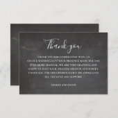 黒板結婚の。モダン blackboardスクリプト サンキューカード (正面/裏面)