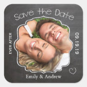 黒板結婚式の後ずっと日付シールを保存 スクエアシール (正面)