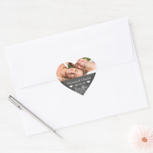 黒板結婚式の後ずっと日付シールを保存 ハートシール (封筒)