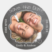 黒板結婚式の後ずっと日付シールを保存 ラウンドシール (正面)