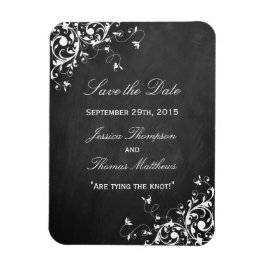 黒板結婚式の白い渦巻き日付保存 マグネット