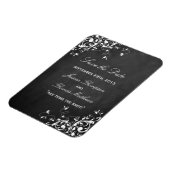 黒板結婚式の白い渦巻き日付保存 マグネット (左側)