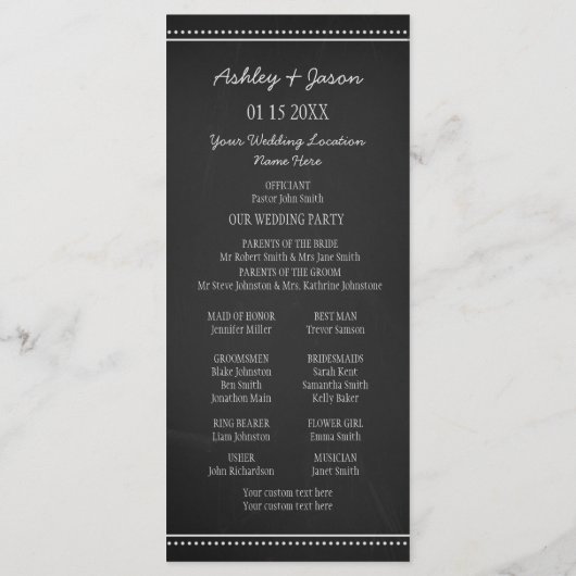 黒板結婚式 プログラム (裏面)