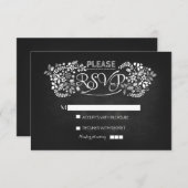 黒板結婚式RSVPカード 出欠カード (正面/裏面)
