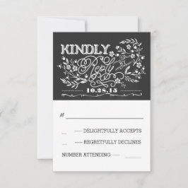 黒板結婚式RSVPカード 出欠カード