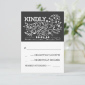 黒板結婚式RSVPカード 出欠カード (スタンド正面)