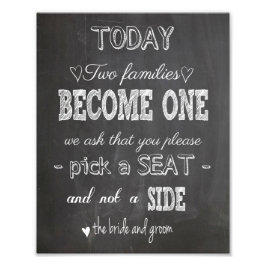 黒板結婚徴候は二家族が一つになる フォトプリント           