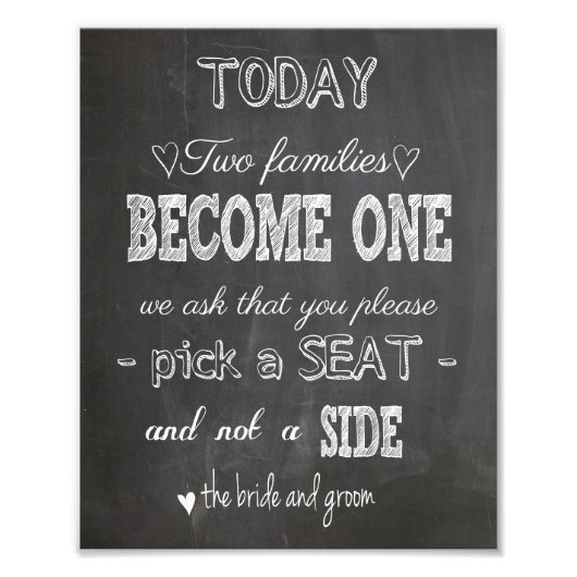 黒板結婚徴候は二家族が一つになる フォトプリント            (正面)