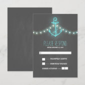 黒板航海のな結婚RSVPのカード 出欠カード (正面/裏面)