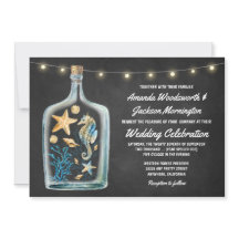 黒板航海のヒトデ結婚式招待状