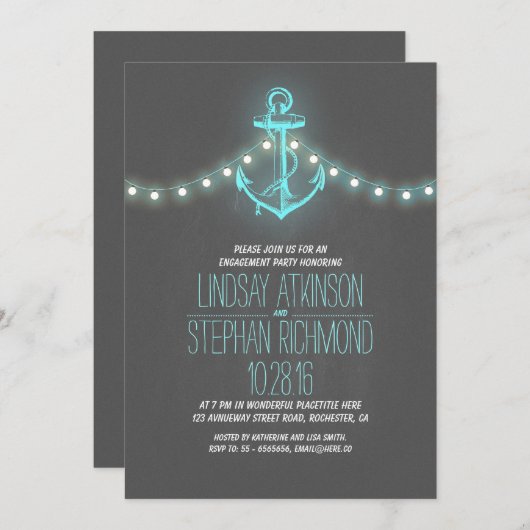 黒板航海の婚約パーティの招待 招待状 (正面/裏面)