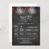 黒板花火7月4日パーティの招待状 招待状 (正面/裏面)